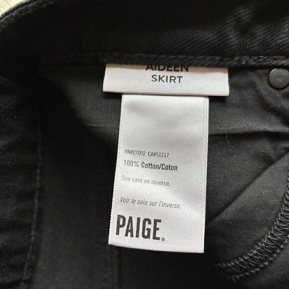 Skirt PAIGE High Waist Aideen Mini Skirt Black Gray Raw Metallic Edge Sz 24‎ - Picture 7 of 10